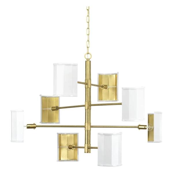 8 Light Brushed Brass Wandermere Collection Chandelier Light Fixture