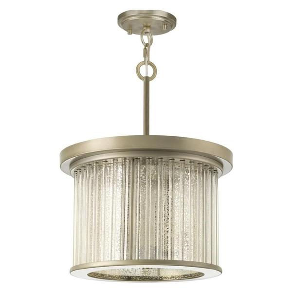 3 Light Antique Nickel Mercury Glass Semi-Flush Ceiling Light Fixture