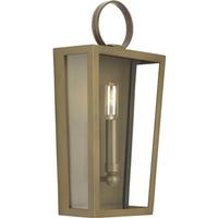 Progress Lighting 1 Light Aged Brass Clear Glass Brown Leather Handle Sconce Light Fixture
