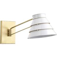 Progress Lighting 1 Light Brushed Brass White Enamel Shade Swing Arm Sconce Light Fixture
