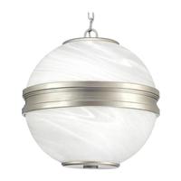 Progress Lighting 3 Light Antique Nickel Alabaster Glass Bowl Pendant Light Fixture