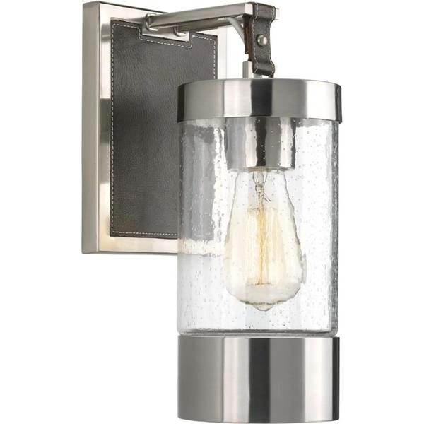 1 Light 120 volt Brushed Nickel Clear Seeded Glass Light Fixture
