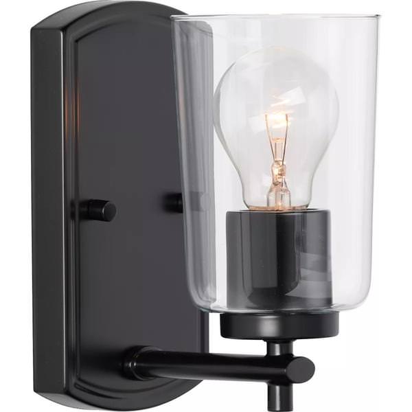 1 Light 120 volt Matte Black Vanity Clear Glass Light Fixture