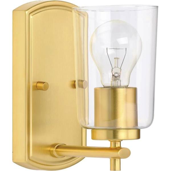 1 Light 120 volt Satin Brass Vanity Clear Glass Light Fixture