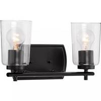 View 2 Light 120 volt Matte Black Vanity Clear Glass Light Fixture