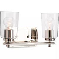 View 2 Light 120 volt Polished Nickel Vanity Clear Glass Light Fixture