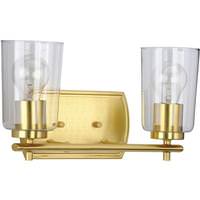 View 2 Light 120 volt Satin Brass Vanity Clear Glass Light Fixture