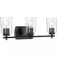 Progress Lighting 3 Light 120 volt Matte Black Vanity Clear Glass Light Fixture