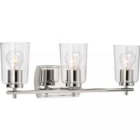 View 3 Light 120 volt Polished Nickel Vanity Clear Glass Light Fixture
