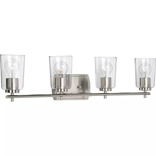 4 Light 120 volt Brushed Nickel Vanity Clear Glass Light Fixture