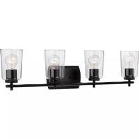 Progress Lighting 4 Light 120 volt Matte Black Vanity Clear Glass Light Fixture