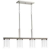 Progress Lighting 4 Light Brushed Nickel Clear and Etched Shade Linear Chandelier Light Fixture