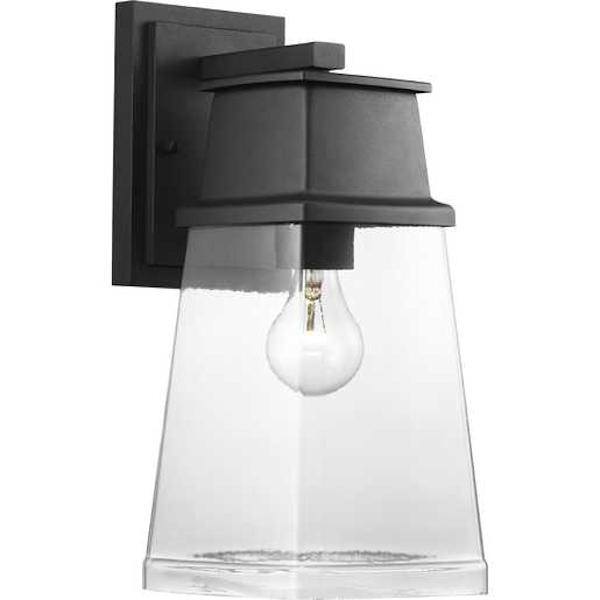 1 Light Black with Clear Seeded Glass Outdoor Greene Ridge Harbor Medium Wall Light Fixture