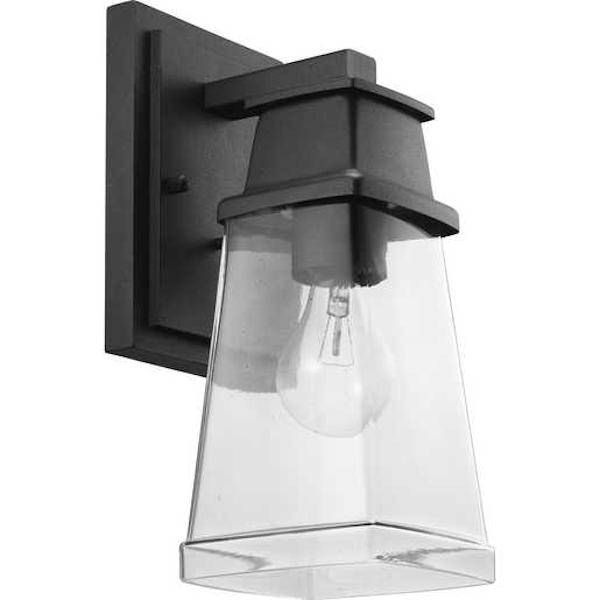 1 Light Black with Clear Seeded Glass Outdoor Greene Ridge Harbor Medium Wall Light Fixture