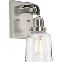 Progress Lighting 1 Light 120 volt Brushed Nickel Vanity Clear Glass Light Fixture