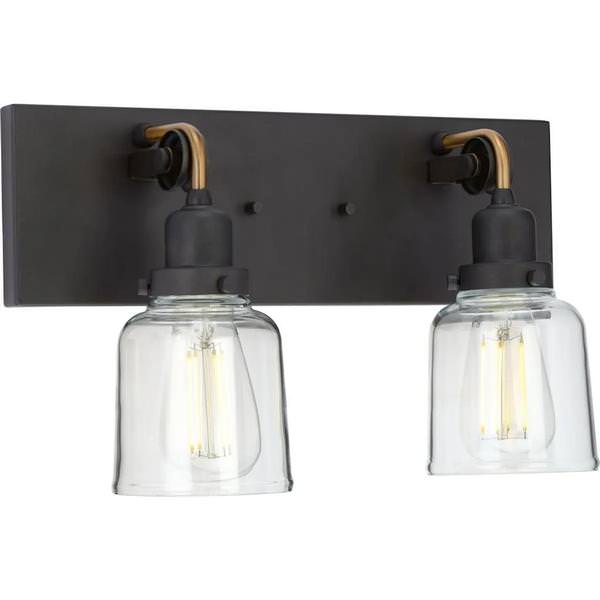 2 Light 120 volt Brushed Nickel Vanity Clear Glass Light Fixture