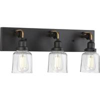 View 3 Light 120 volt Graphite Vanity Clear Glass Light Fixture