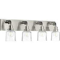 Progress Lighting 4 Light 120 volt Brushed Nickel Vanity Clear Glass Light Fixture