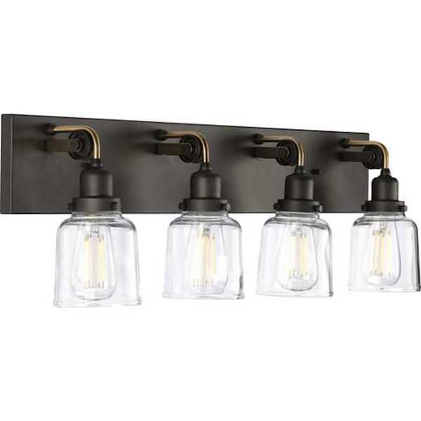 4 Light 120 volt Graphite Vanity Clear Glass Light Fixture