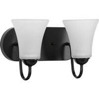 View 2 Light 120 volt Matte Black Vanity Etched Glass Light Fixture