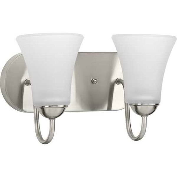 2 Light 120 volt Brushed Nickel Vanity Etched Glass Light Fixture