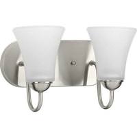 View 2 Light 120 volt Brushed Nickel Vanity Etched Glass Light Fixture