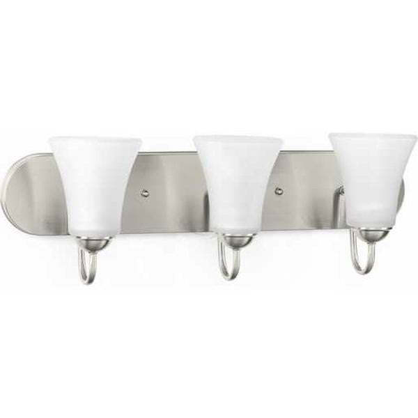 3 Light 120 volt Brushed Nickel Vanity Etched Glass Light Fixture