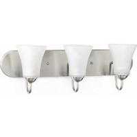 View 3 Light 120 volt Brushed Nickel Vanity Etched Glass Light Fixture