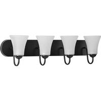 Progress Lighting 4 Light 120 volt Matte Black Vanity Etched Glass Light Fixture