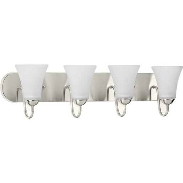 4 Light 120 volt Brushed Nickel Vanity Etched Glass Light Fixture