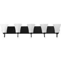 Progress Lighting 5 Light 120 volt Matte Black Vanity Etched Glass Light Fixture