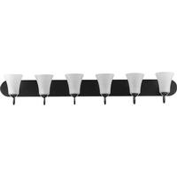 Progress Lighting 6 Light 120 volt Matte Black Vanity Etched Glass Light Fixture