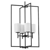 Progress Lighting 4 Light Textured Black Etched Glass Shade Pendant Light Fixture