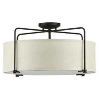 Progress Lighting 3 Light 120 volt Antique Bronze Fabric Shade Etched Glass Diffuser Ceiling Light Fixture