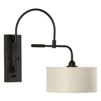 Progress Lighting 1 Light 120 volt Antique Bronze Vanity Harvest Linen Shade Swing Arm Light Fixture