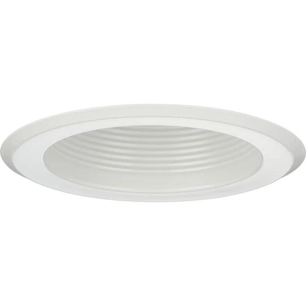 5" Satin White Shallow Recessed Step Baffle Round Trim