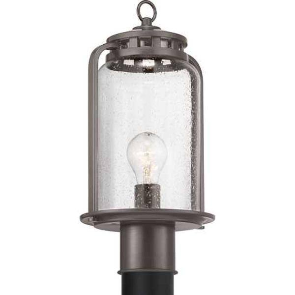 1 Light Antique Bronze with Clear Seeded Glass Post Top Light Fixture