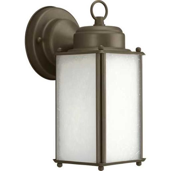 1 Light Antique Bronze with Etched Seeded Glass Small Wall Light Fixture
