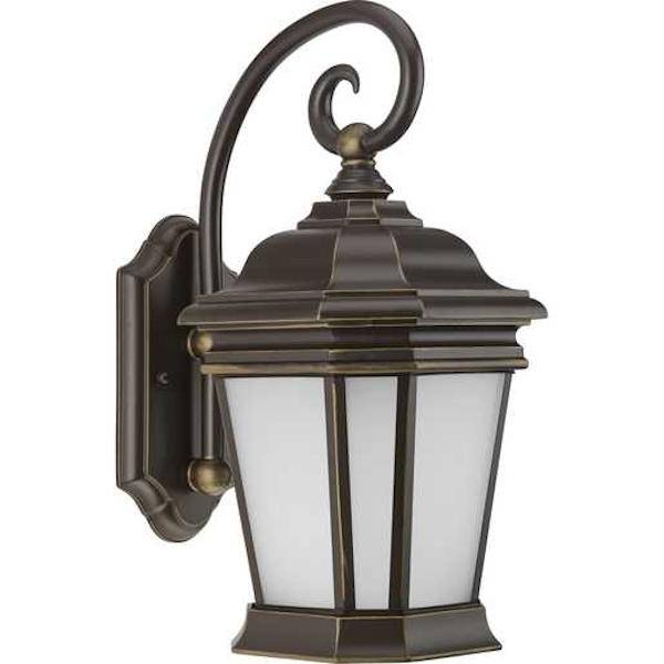 1 Light Oil Rubbed Bronze with Etched Glass Crawford Medium Wall Light Fixture