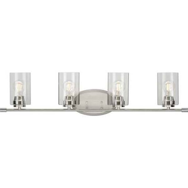 4 Light 120 volt Brushed Nickel Vanity Clear Glass Light Fixture