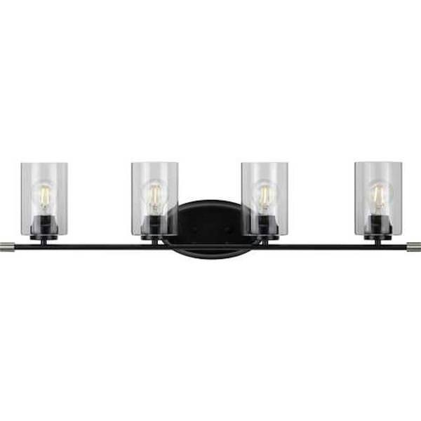 4 Light 120 volt Matte Black Vanity Clear Glass Light Fixture