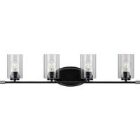Progress Lighting 4 Light 120 volt Matte Black Vanity Clear Glass Light Fixture