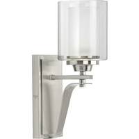 Progress Lighting 1 Light 120 volt Brushed Nickel Vanity Clear Glass Light Fixture