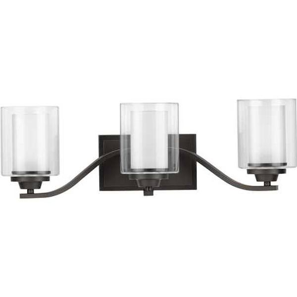 3 Light 120 volt Graphite Vanity Clear Glass Light Fixture