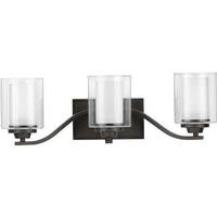 View 3 Light 120 volt Graphite Vanity Clear Glass Light Fixture