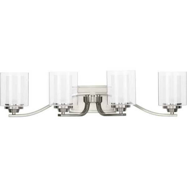 4 Light 120 volt Brushed Nickel Vanity Clear Glass Light Fixture