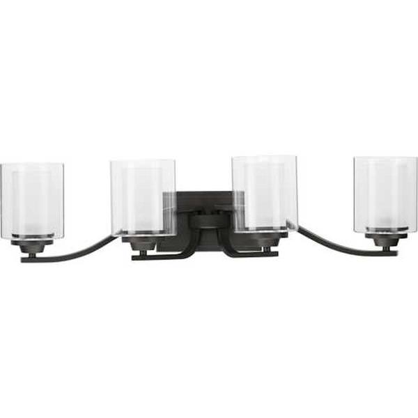 4 Light 120 volt Graphite Vanity Clear Glass Light Fixture