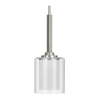 Progress Lighting 1 Light Brushed Nickel Clear Glass with Etched Glass Shade Mini Pendant Light Fixture