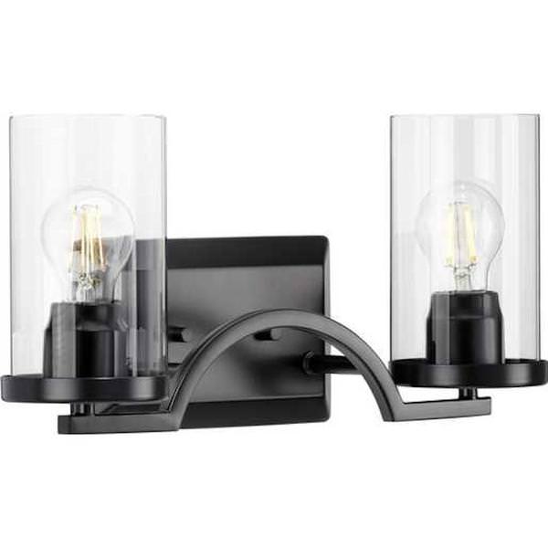 2 Light 120 volt Matte Black Vanity Clear Glass Light Fixture