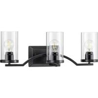 View 3 Light 120 volt Matte Black Vanity Clear Glass Light Fixture